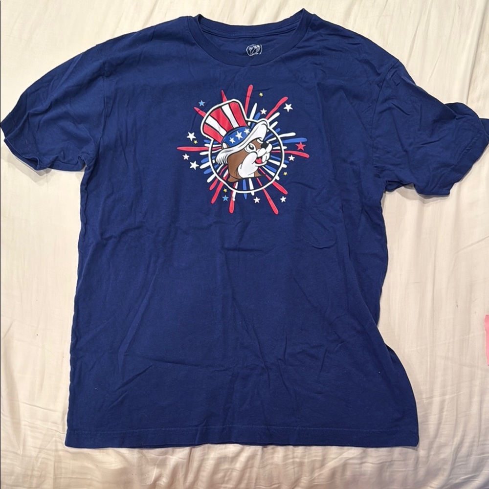 Blue Short Sleeve Tee with Patriotic Graphic